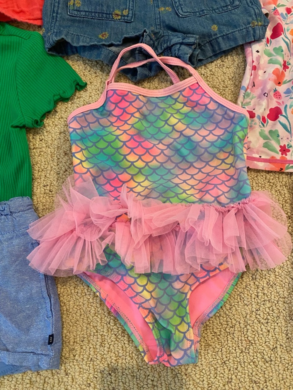 Girls 2T Summer Clothing Lot 2yr Toddler Bathing Suit Shorts Romper Shirt Bundle - Picture 3 of 6